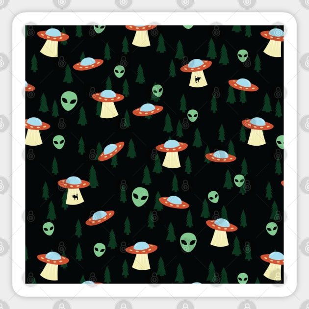 Alien Abduction UFO Pattern Sticker by UniFox